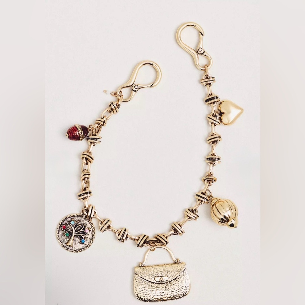 Anthropologie Metal Gem Purse Bag Charm 14” Length